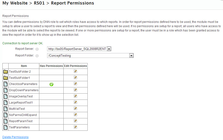 Reporting Services SSRS DNN Permissions